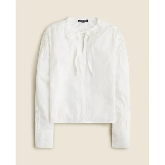 J. Crew V-neck Tie Top in White Cotton Dobby Size Small - Picture 3 of 11